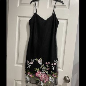 New Look Black Bodycon Floral Slip Dress